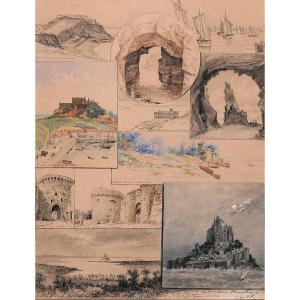 Auguste TILLY 1840-1898 Bretagne, Normandie, Cancale, Mont-St-Michel, Dinan, Jersey, Granville
