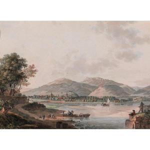 Johann Ludwig ABERLI 1723-1786 Yverdon, Suisse, Neuchatel, dessin paysage tableau