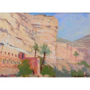 Benjamin Sarraillon (1901-1989) Algeria, Landscape Of Rhoufi (aurès), Painting, 1954