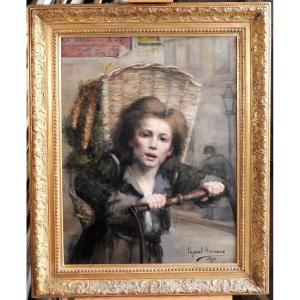 Blanche PAYMAL-AMOUROUX 1860-1910 Le colporteur, tableau, 1892