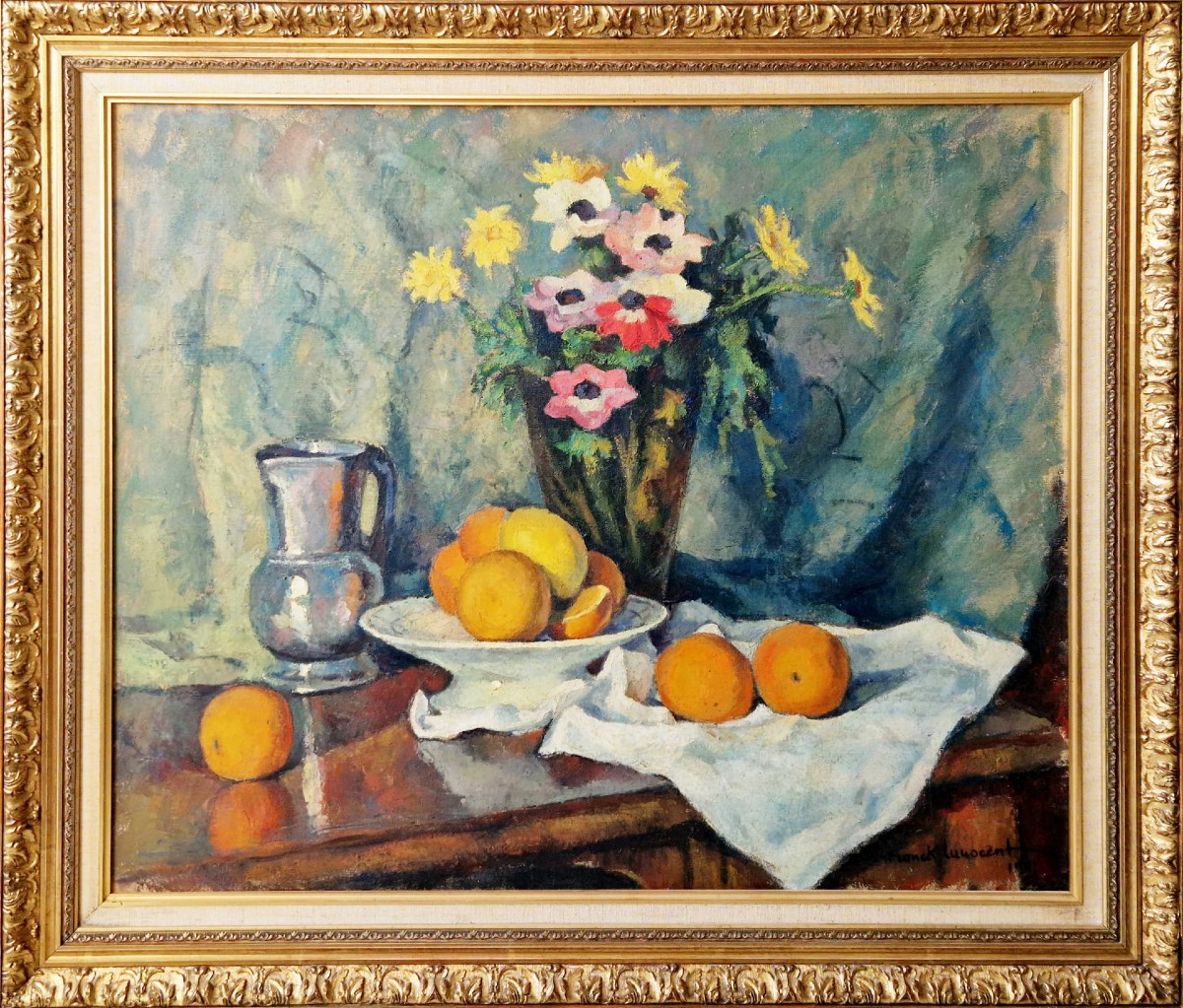 Franck Innocent - Still Life With Oranges And Flowers
