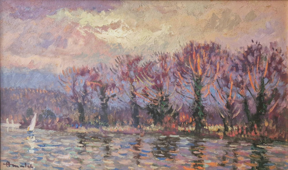 Albert Malet - Stormy Evening On The Seine At Saint-paul Near Duclair-photo-2
