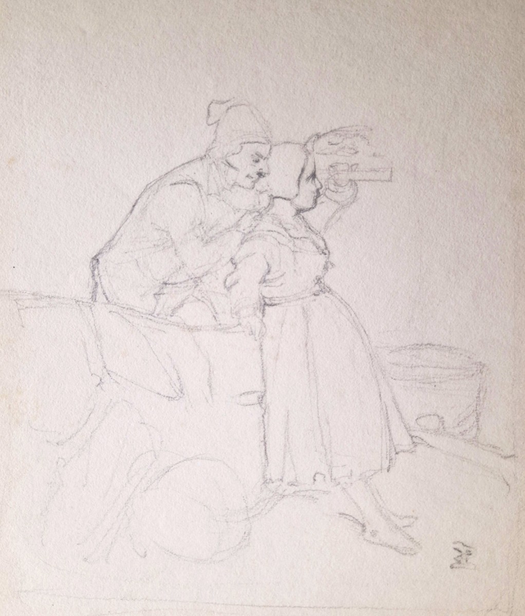 Eugène Le Poittevin - Sailor Observing A Woman's Breasts