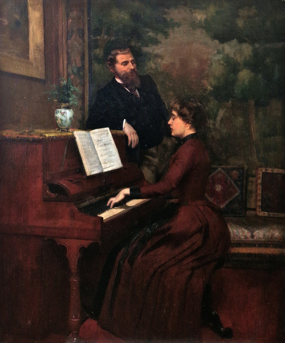 19th Century French School - The Piano Lesson