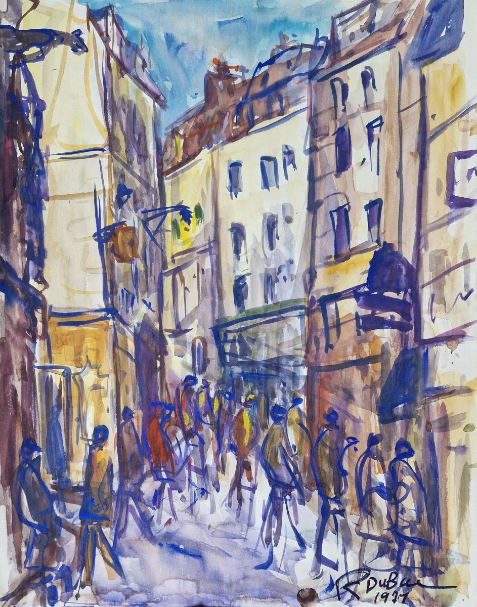 Roland Dubuc - Rue animée à Rouen