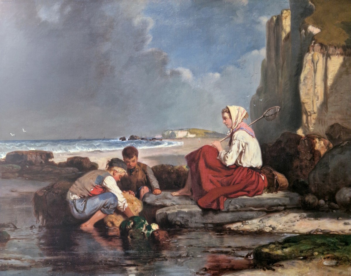Eugène Le Poittevin - Children Fishing At étretat