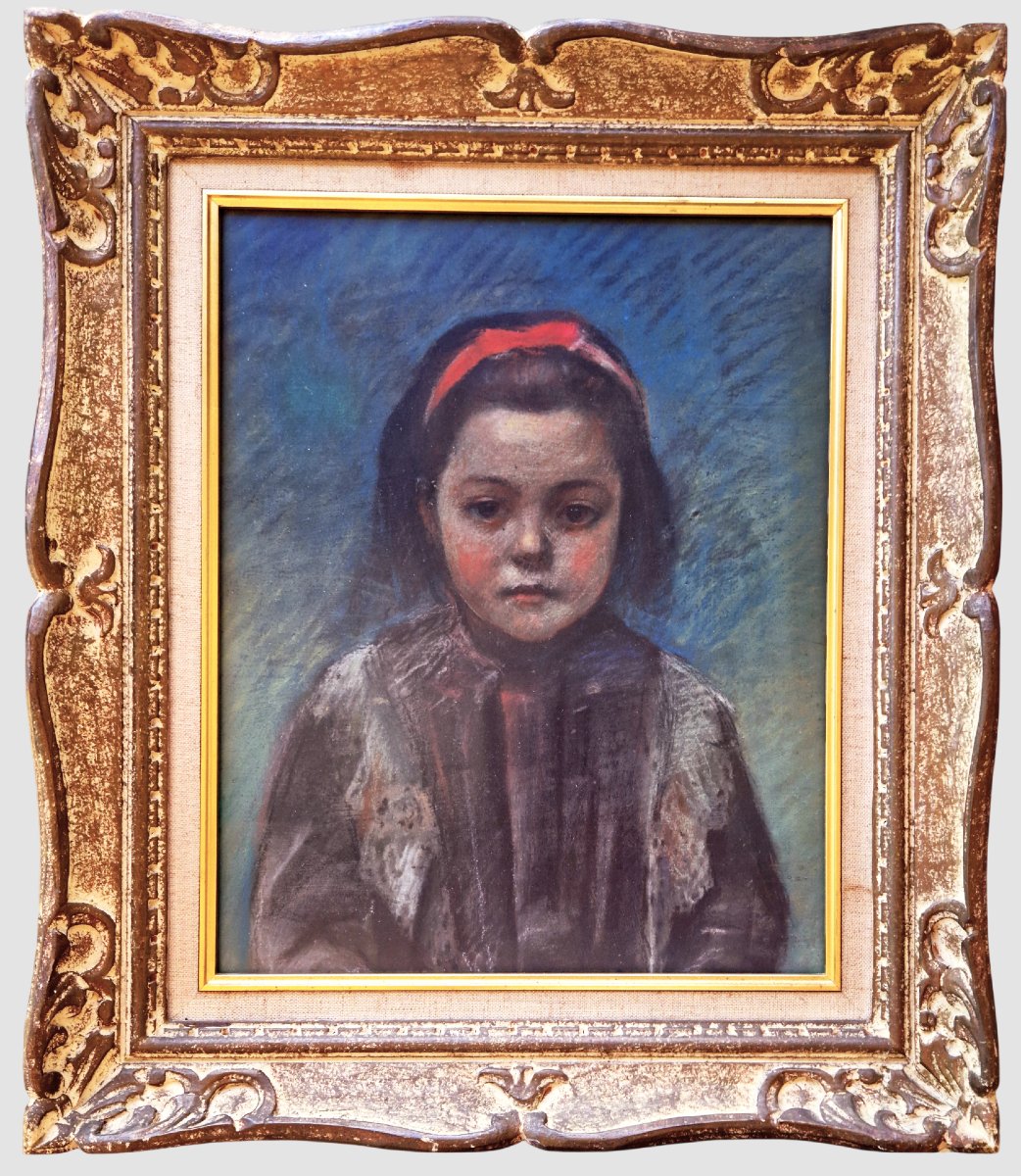 19th-century French School - Girl With A Ribbon -photo-2
