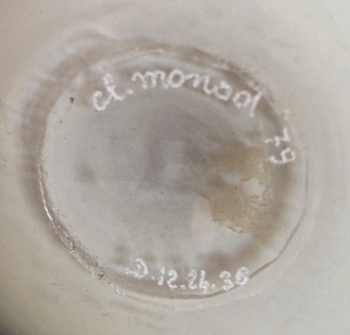 Claude Monod - Vase Boule en Verre Soufflé Crème avec Effets Métallisés-photo-2