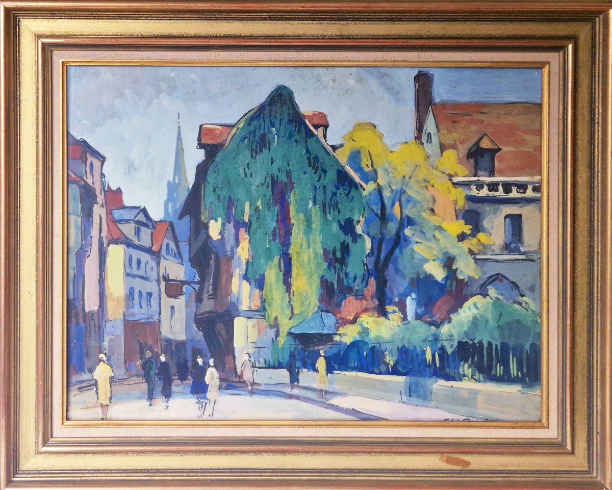 Gaston de la Querrière - Rue Saint-Romain à Rouen en 1927-photo-2