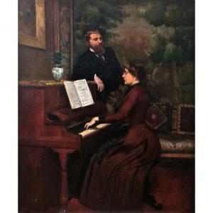 19th Century French School - The Piano Lesson
