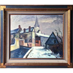 Léonard Bordes - Paysage au Village Enneigé 