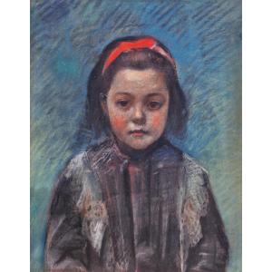 19th-century French School - Girl With A Ribbon