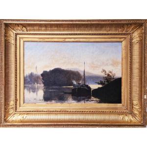 édouard Daliphard - Twilight On The Island Of Asnières Near Paris