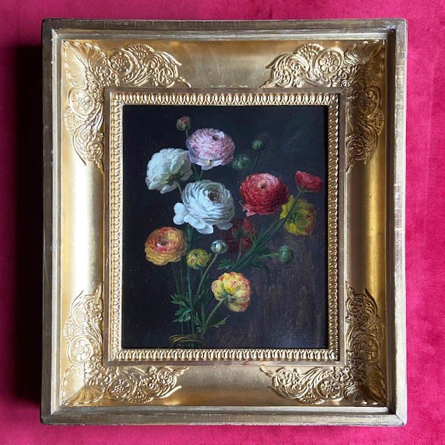 Att. To Lesourd-beauregard, Student Of Van Spaendonck, Flowers, Buttercups, 19th Century Restoration Frame-photo-1