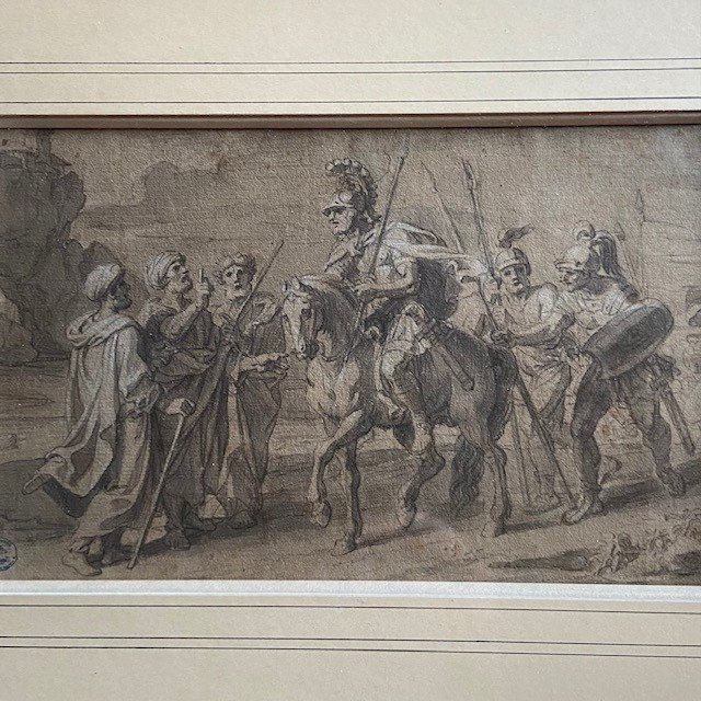 François Verdier (1651-1730), Soldiers And Pilgrims, Ink Wash, Stamp Carlo Lucido Collection-photo-2