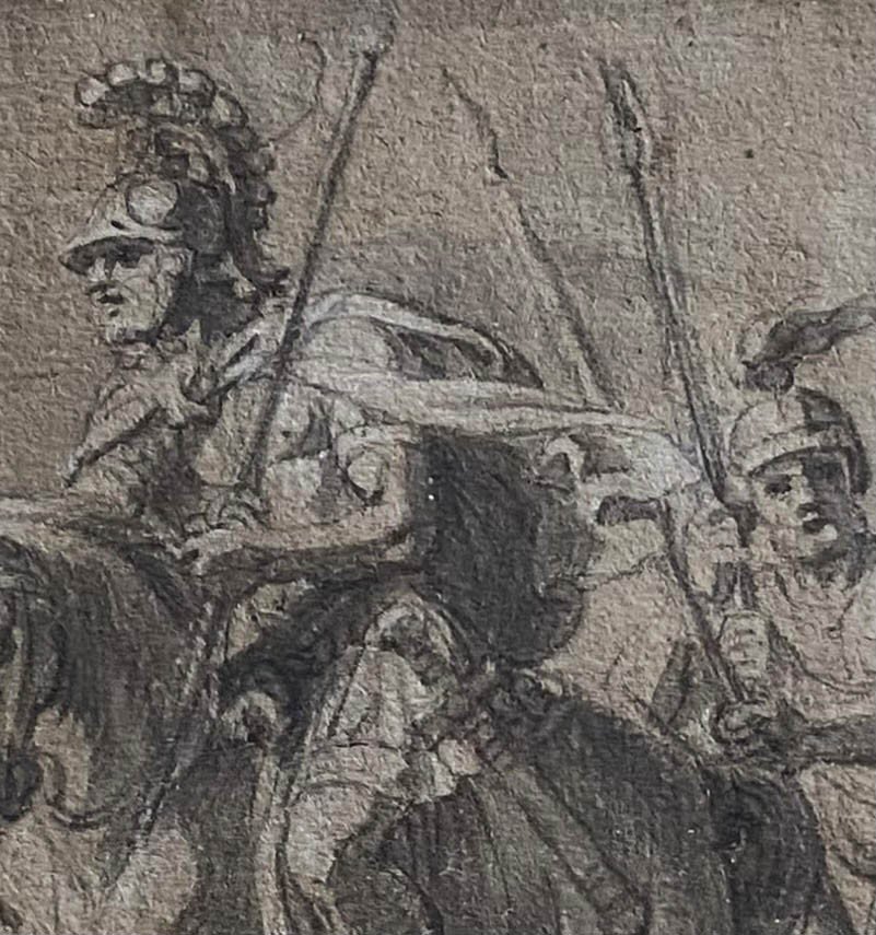 François Verdier (1651-1730), Soldiers And Pilgrims, Ink Wash, Stamp Carlo Lucido Collection-photo-1