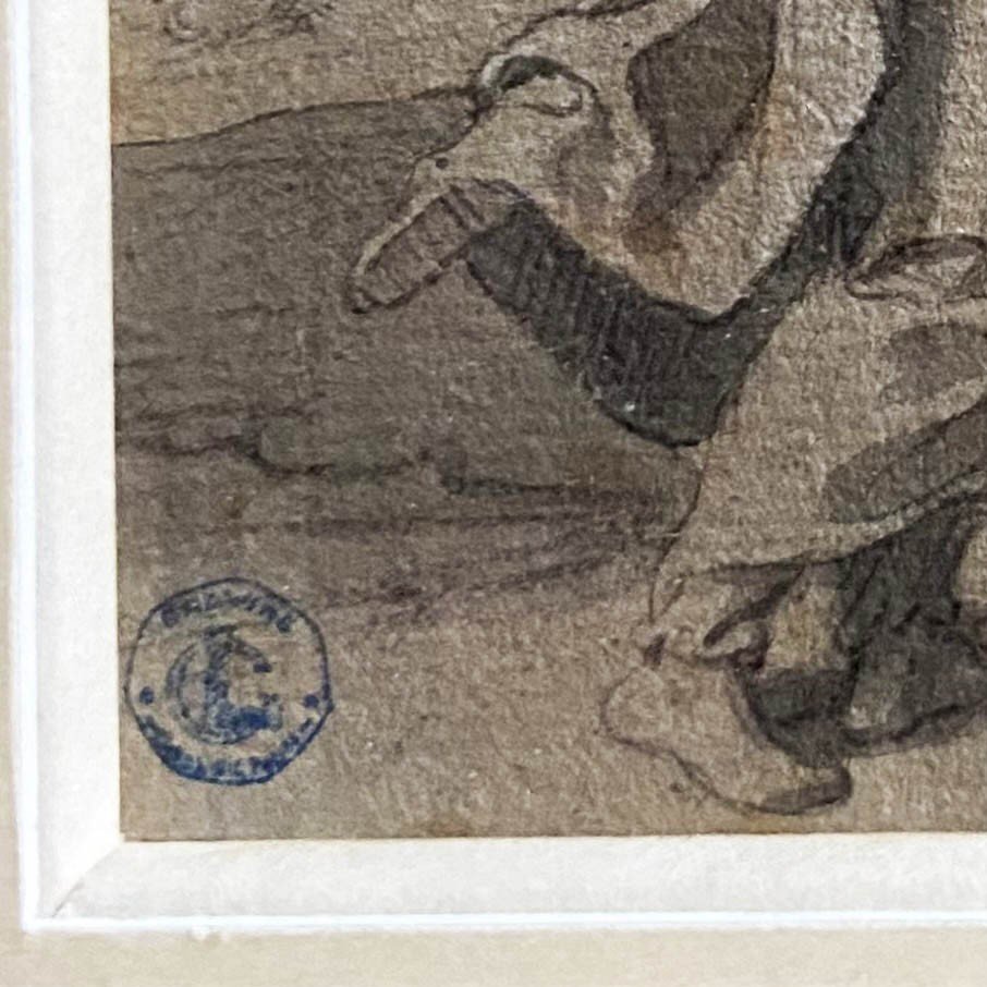 François Verdier (1651-1730), Soldiers And Pilgrims, Ink Wash, Stamp Carlo Lucido Collection-photo-3