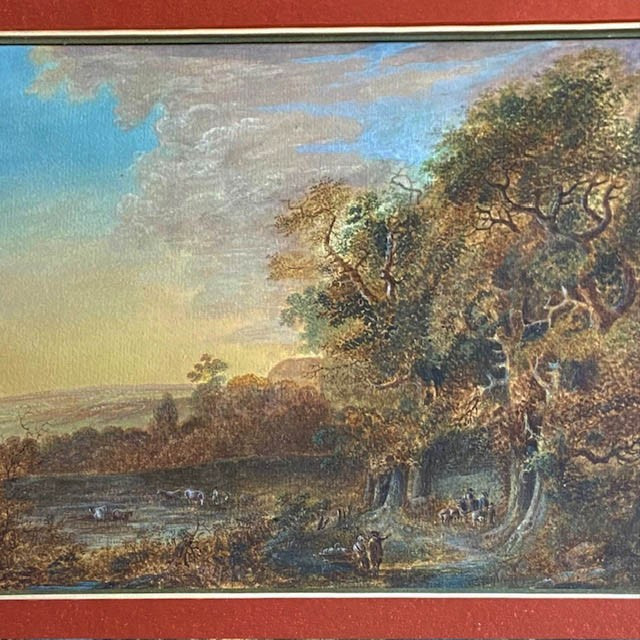 French School Of The 19th Century, Pair Of Gouaches, Animated Landscape, Pastoral Scene, Shepherds And Sheep-photo-3