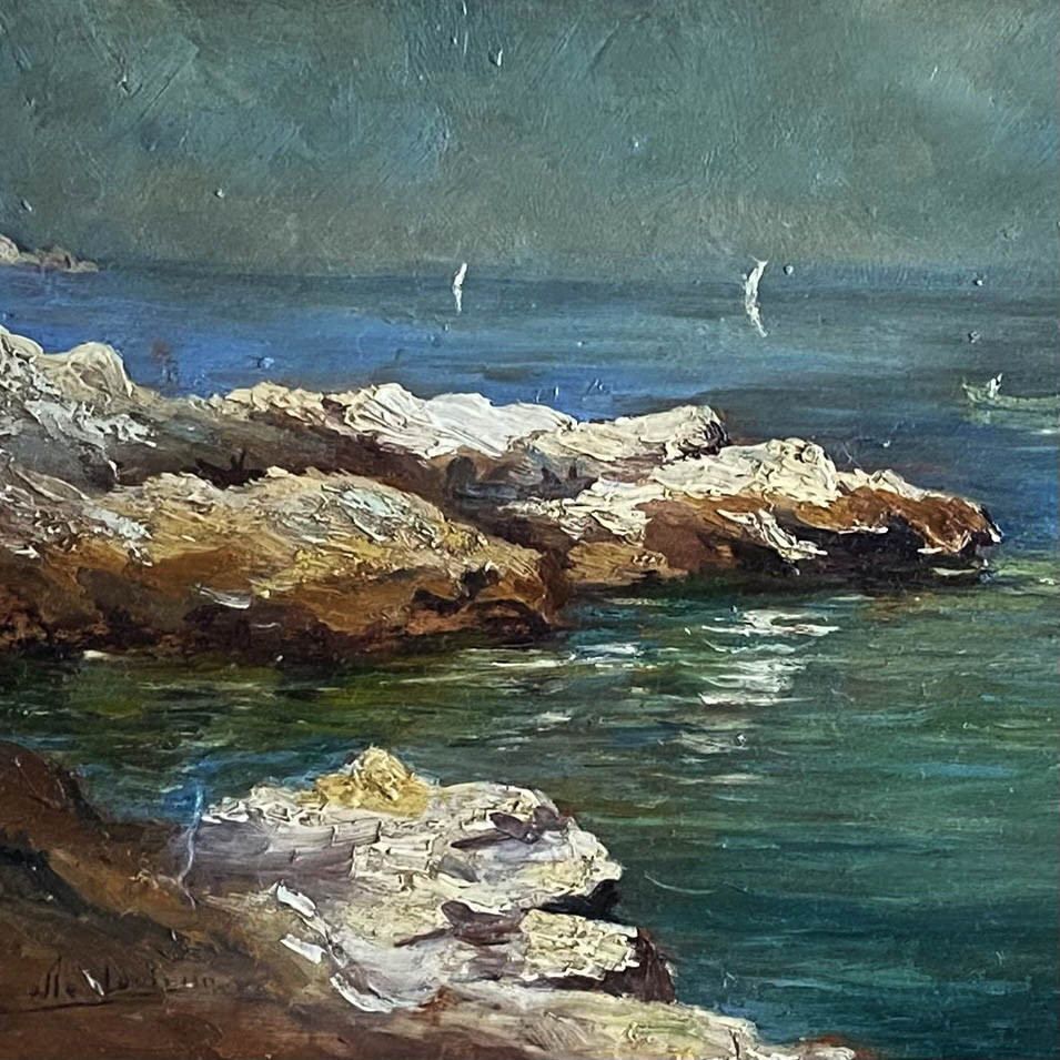 French School, 20th Century, By Jb. Olive (1848-1936), Oil On Panel, Seascape, French Riviera, Mediterranean-photo-2