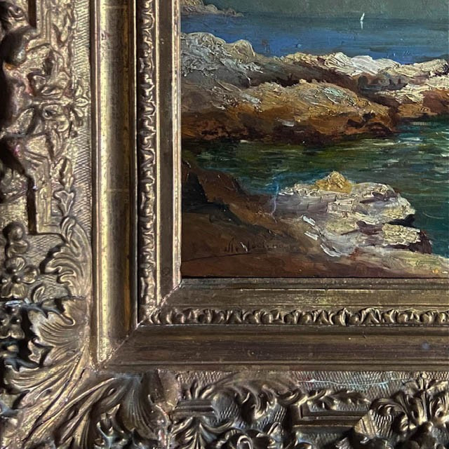 French School, 20th Century, By Jb. Olive (1848-1936), Oil On Panel, Seascape, French Riviera, Mediterranean-photo-3