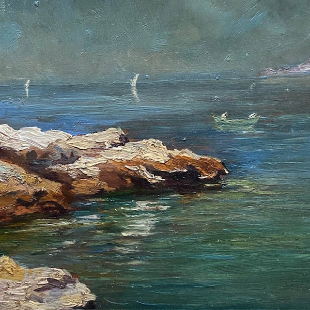 French School, 20th Century, By Jb. Olive (1848-1936), Oil On Panel, Seascape, French Riviera, Mediterranean-photo-3
