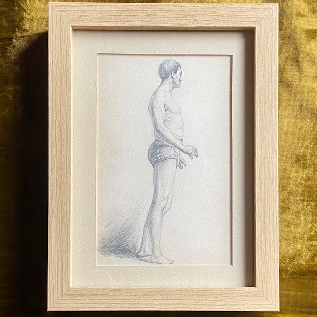 French School, Early 20th Century, Male Academy Drawing In Pencil, Athlete, Gymnasium, Trio-photo-2