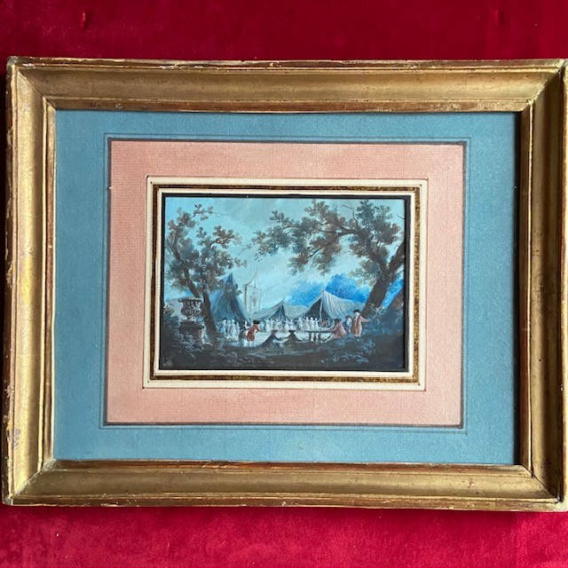 French School Of The 18th Century By Louis G. Moreau (1740-1806), Pair Of Gouaches, Animated Landscapes-photo-2