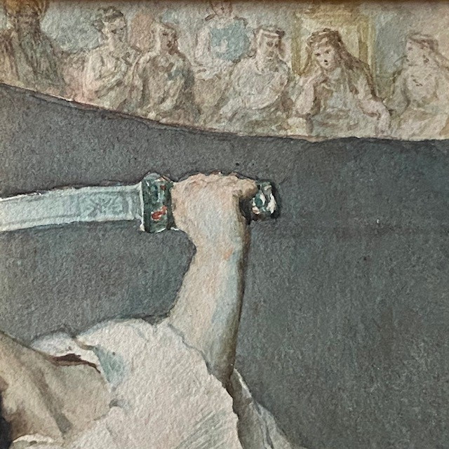 Frédéric La Guillermie (1841-1934), Watercolor, Orientalism, Voltaire's Tale, Babylon, Lion-photo-4