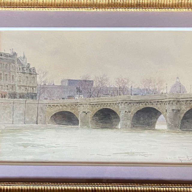 Maurice LELOIR (1853-1940), Paris, le Pont Neuf, aquarelle signée dédicacée bien encadrée-photo-2