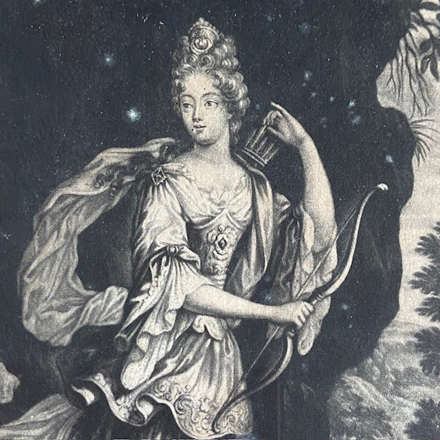 18th-century Mezzotint Engraving After Jacob Gole (1660-1737), Portrait Of A Young Girl, Diana-photo-3