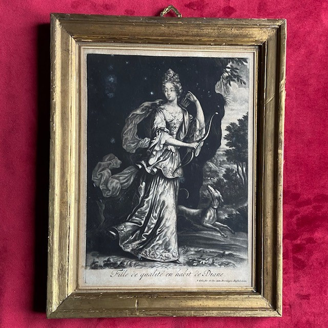 18th-century Mezzotint Engraving After Jacob Gole (1660-1737), Portrait Of A Young Girl, Diana-photo-4