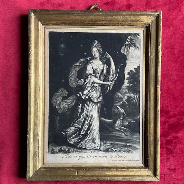 18th-century Mezzotint Engraving After Jacob Gole (1660-1737), Portrait Of A Young Girl, Diana