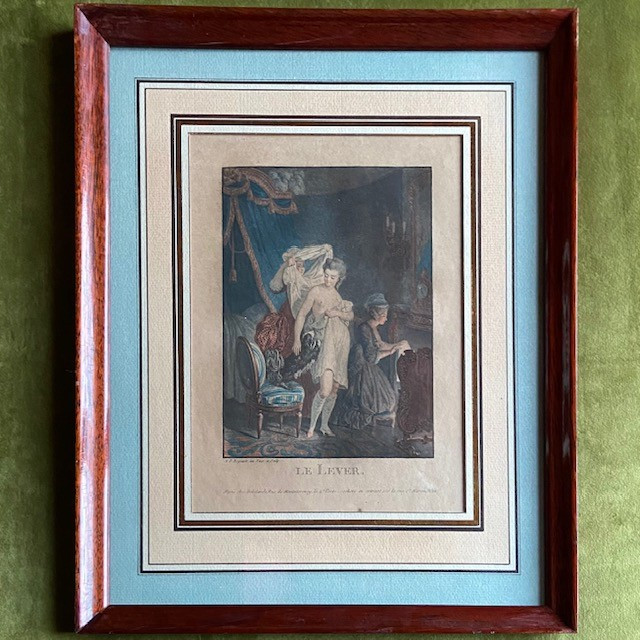 Paire gravures XIXe, goût XVIIIe, d'ap. REGNAULT et BAUDOUIN, le Lever et le Bain, jeune femme-photo-2