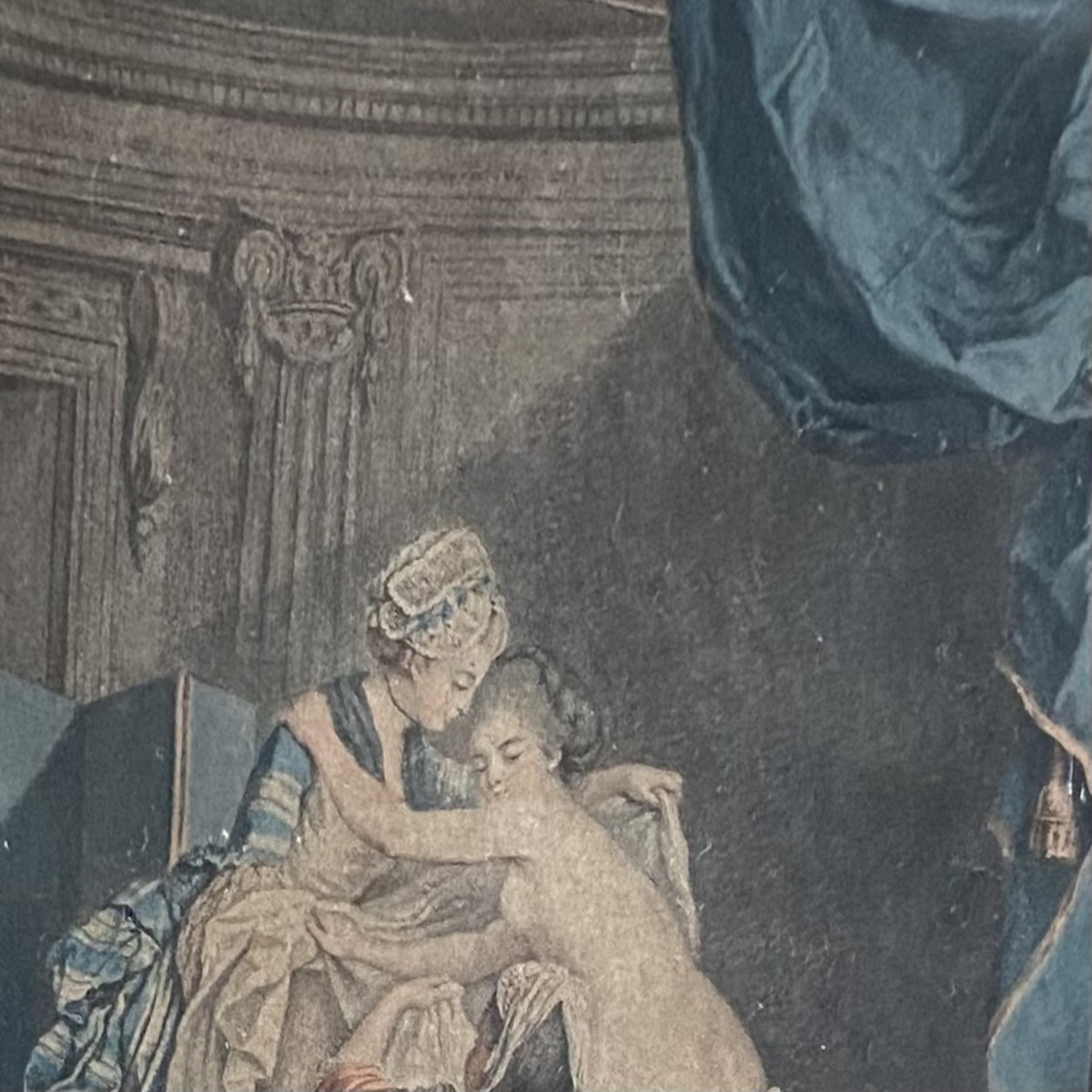 Paire gravures XIXe, goût XVIIIe, d'ap. REGNAULT et BAUDOUIN, le Lever et le Bain, jeune femme-photo-3
