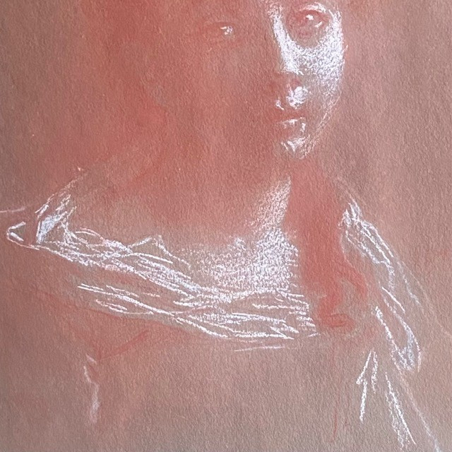19th Century French School, Chalk Portrait Of A Young Girl, Drawing, Gilded Frame-photo-3
