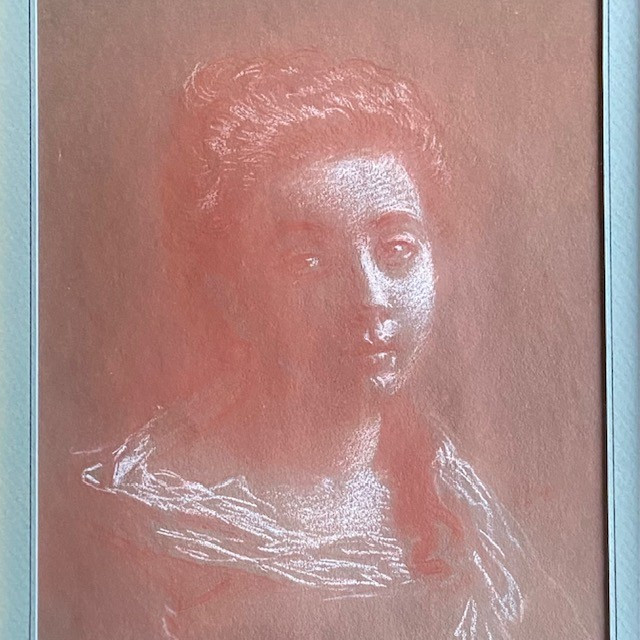 19th Century French School, Chalk Portrait Of A Young Girl, Drawing, Gilded Frame-photo-4