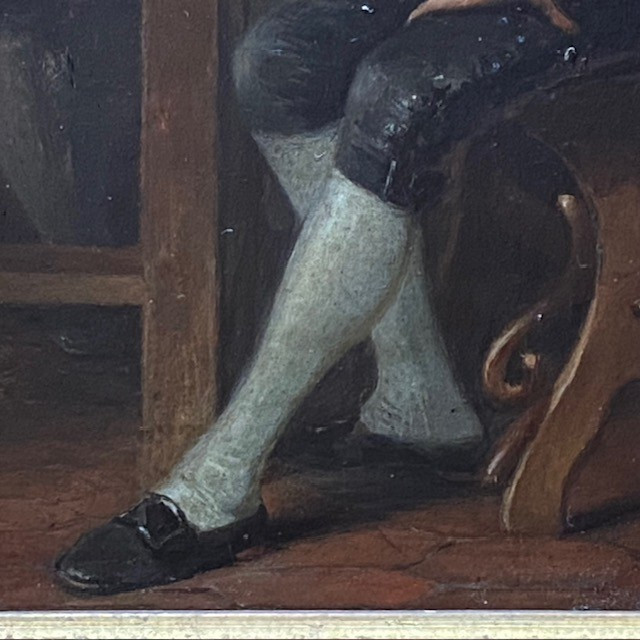 A. F. MONTFALLET (1816-1900), la Lecture, gentilshommes, huile, cadre à canaux, DROLLING, PICOT-photo-3