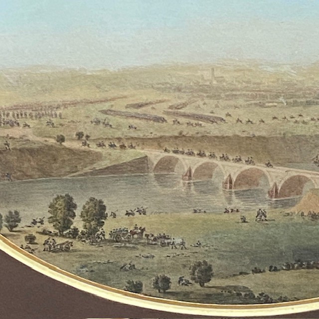 Att. à Théodore JUNG (1803-1865), scène de bataille,  grande aquarelle, ovale, cadre Empire-photo-1