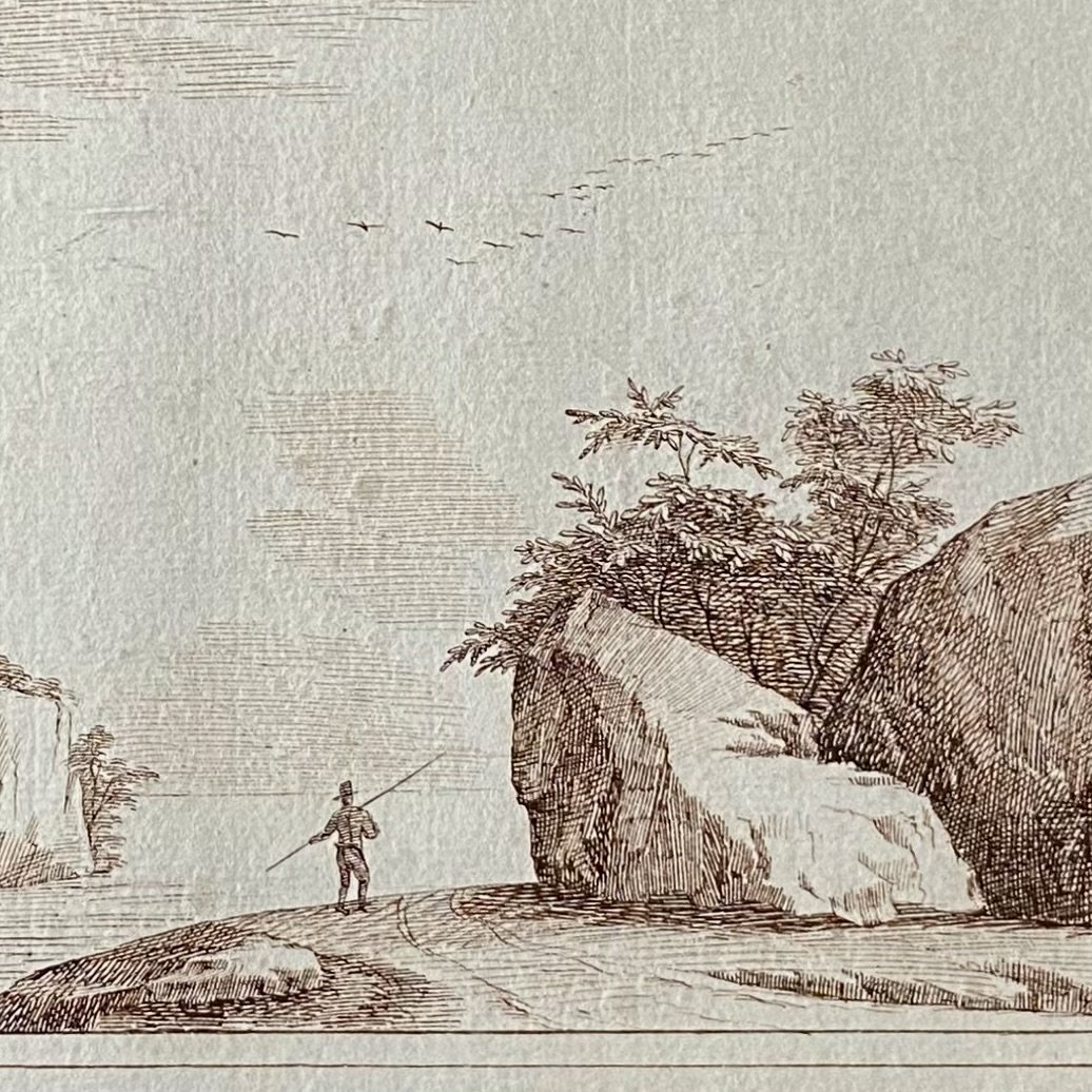 18th-century Flemish School, Landscape, Fisherman, Ink, Lugt Collection Number 2059, Frame  -photo-2