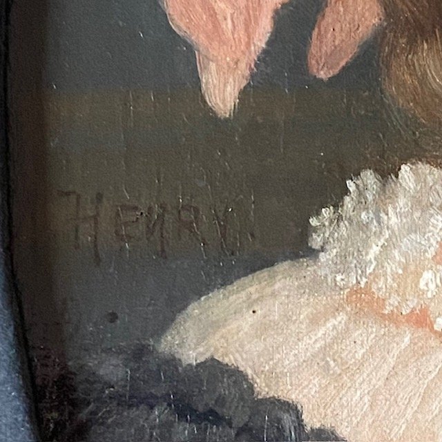 Nicolas HENRY de GRAY l'ancien (1822- ), portrait de jeune fille, huile sur toile signée datée-photo-4
