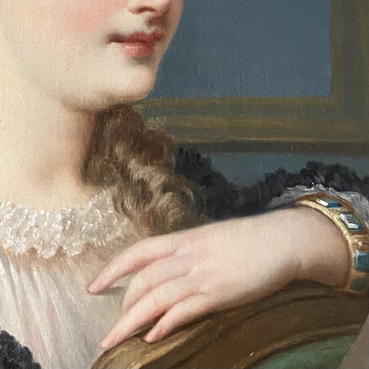 Nicolas HENRY de GRAY l'ancien (1822- ), portrait de jeune fille, huile sur toile signée datée-photo-3