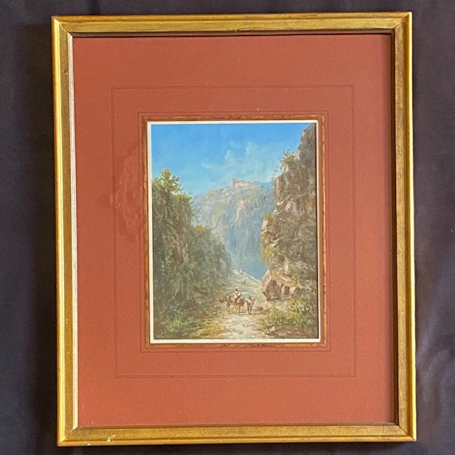 Paul PASCAL (1832/39-1905), paysages animés italiens, paire de gouaches, signées et datées 1874-photo-3