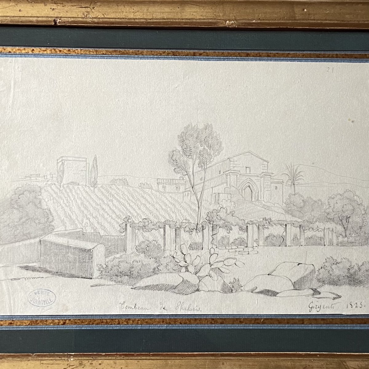Antoine JOINVILLE (1801-1849), Dessin, Sicile, Agrigente, Tombe de Phalaris, cachet Lugt L1400-photo-2