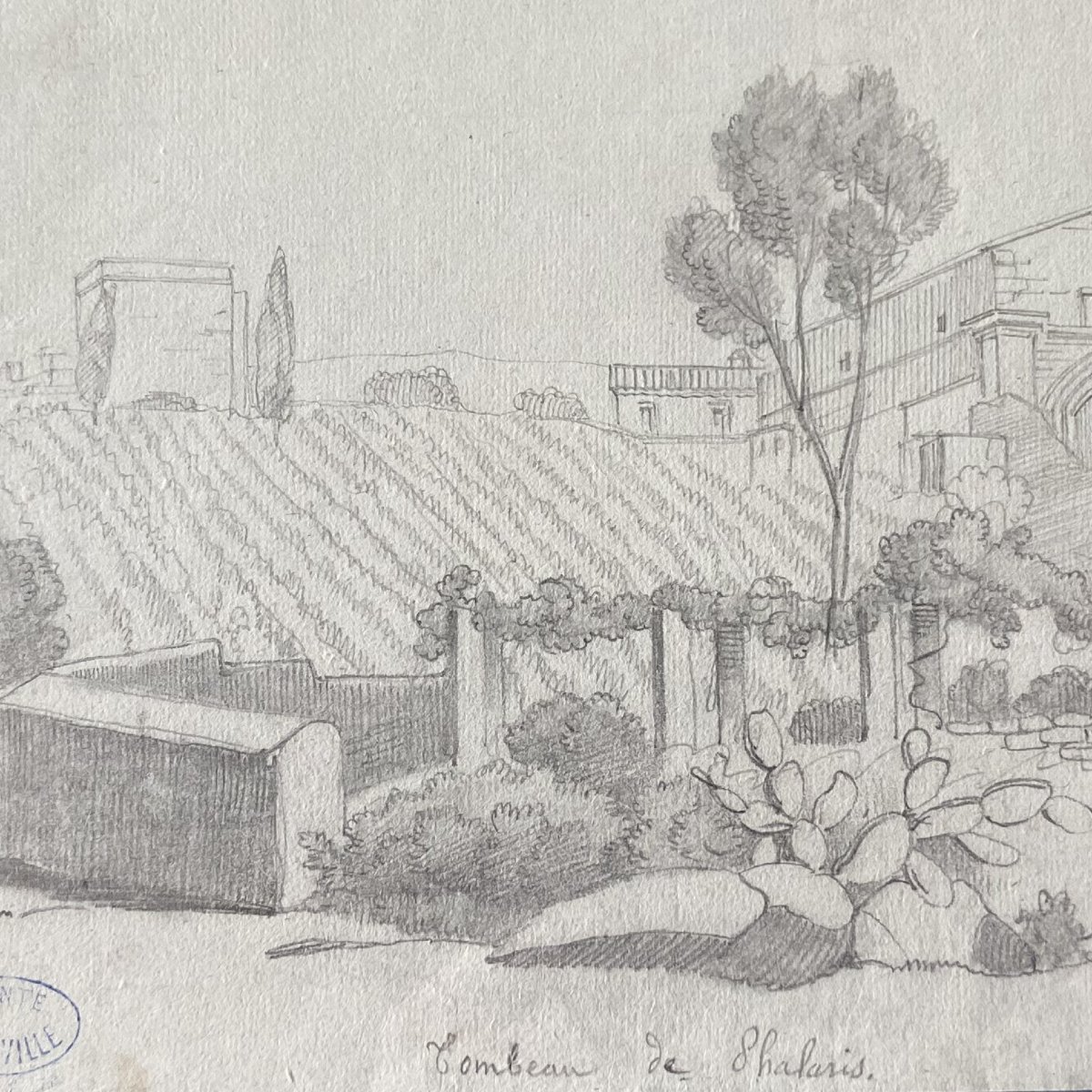 Antoine JOINVILLE (1801-1849), Dessin, Sicile, Agrigente, Tombe de Phalaris, cachet Lugt L1400-photo-1
