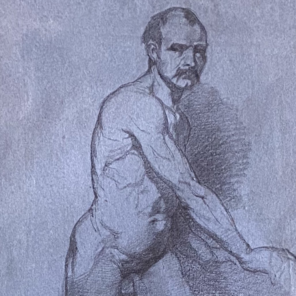 Clément August Andrieux (1829 -1880), Académie Masculine, Crayon