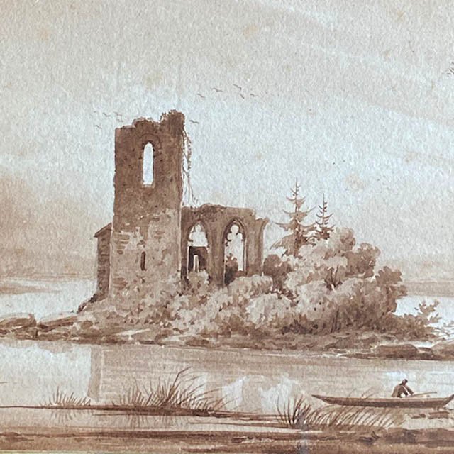 François Alexandre Pernot ( 1793 - 1865), Paysage Fluvial, Lavis De Bistre-photo-2