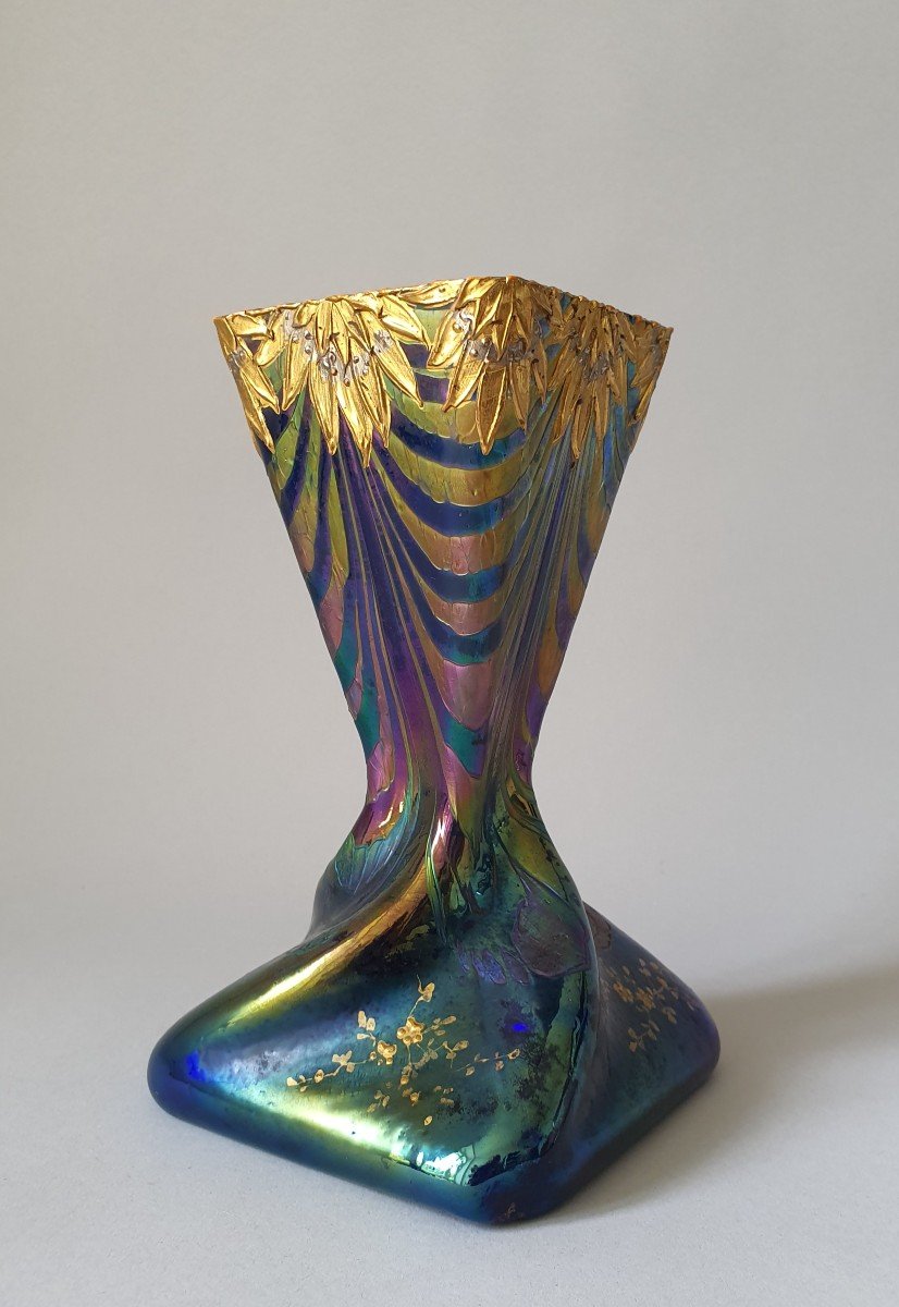 Vase Hélicoïdal En Verre Soufflé Bohème Vers 1880/1900 - Art Nouveau-photo-7