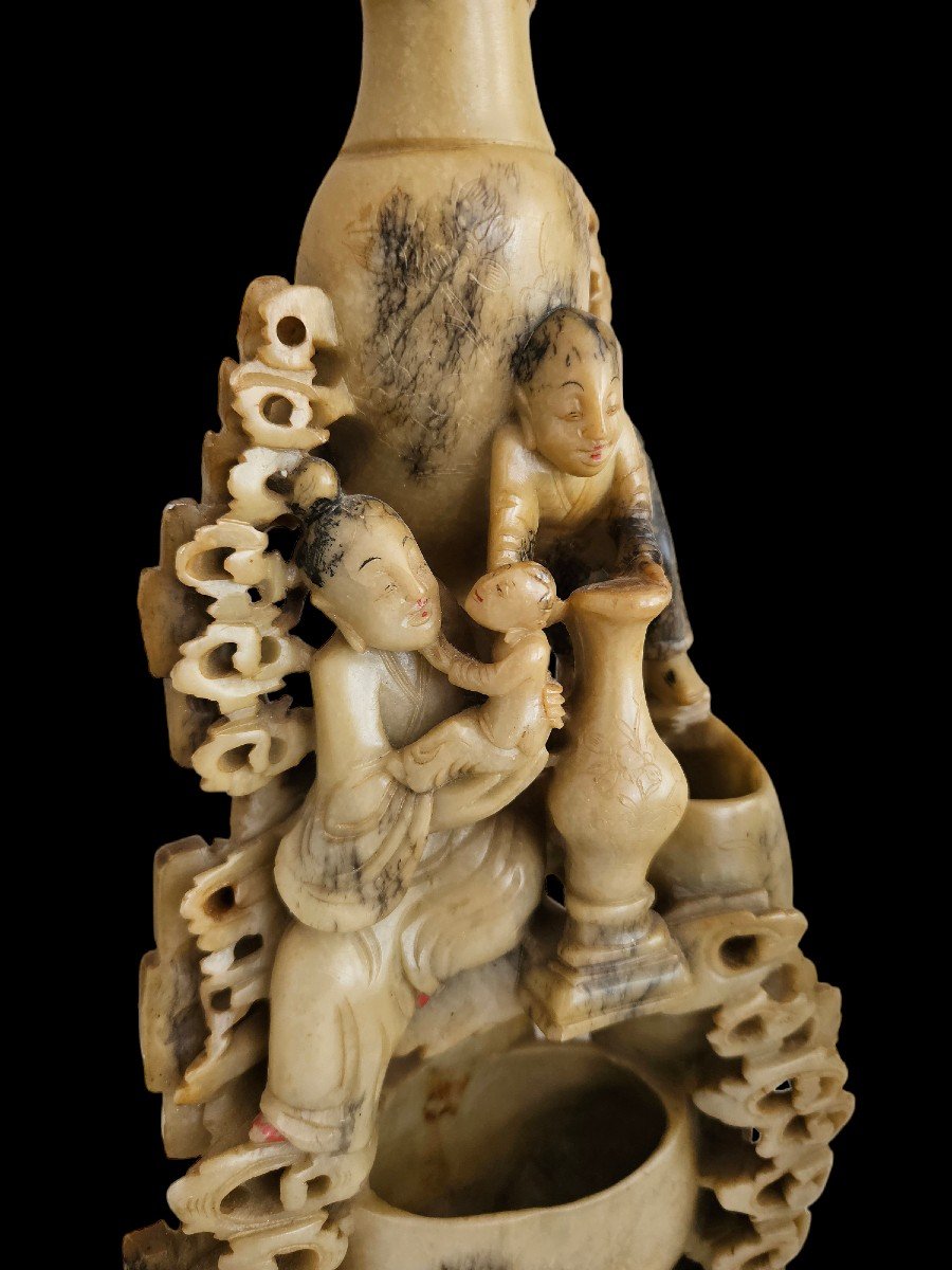 Stèle Présentant Une Maternité, Chine XIXème Siècle-photo-4