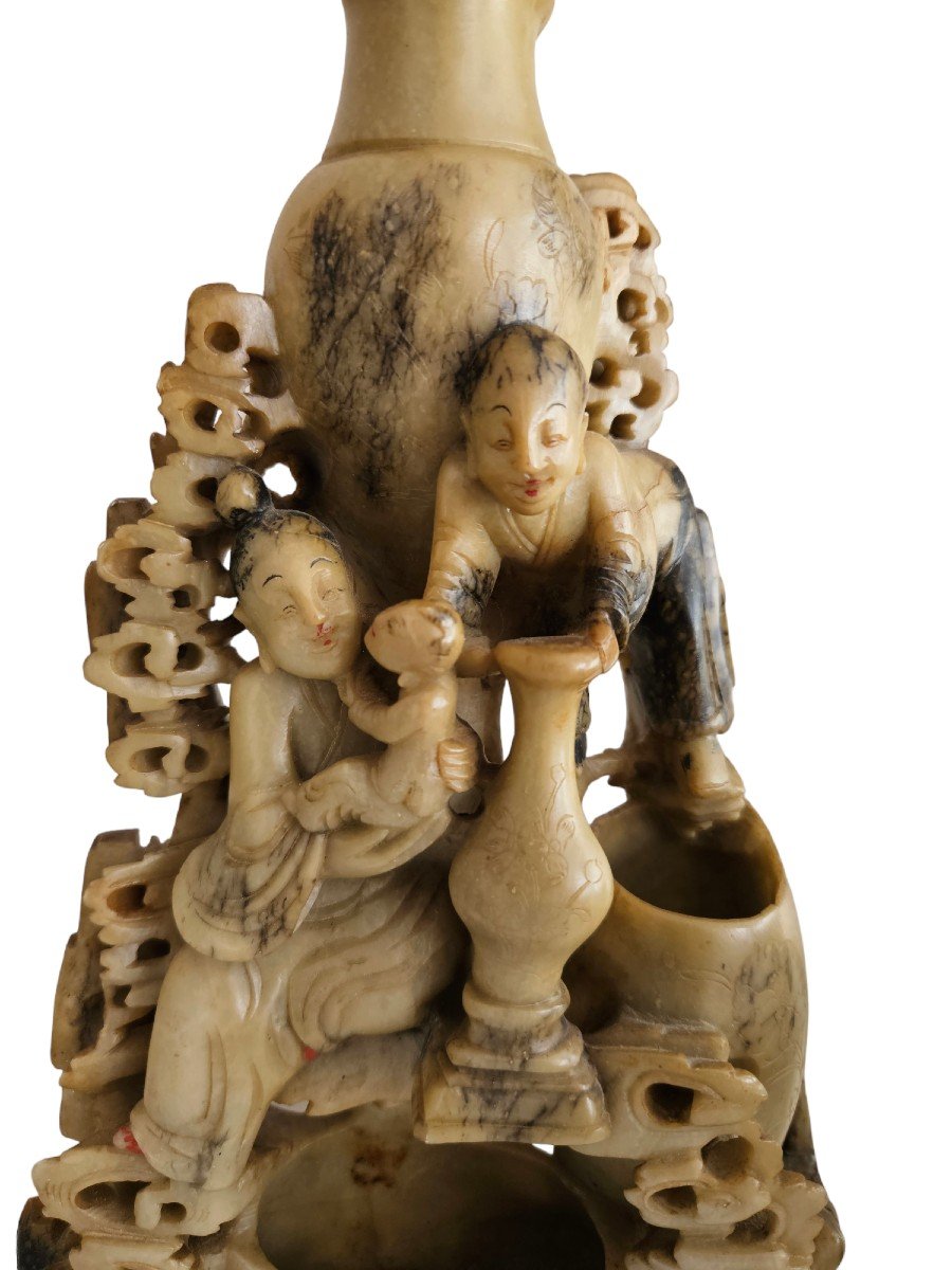 Stèle Présentant Une Maternité, Chine XIXème Siècle-photo-3