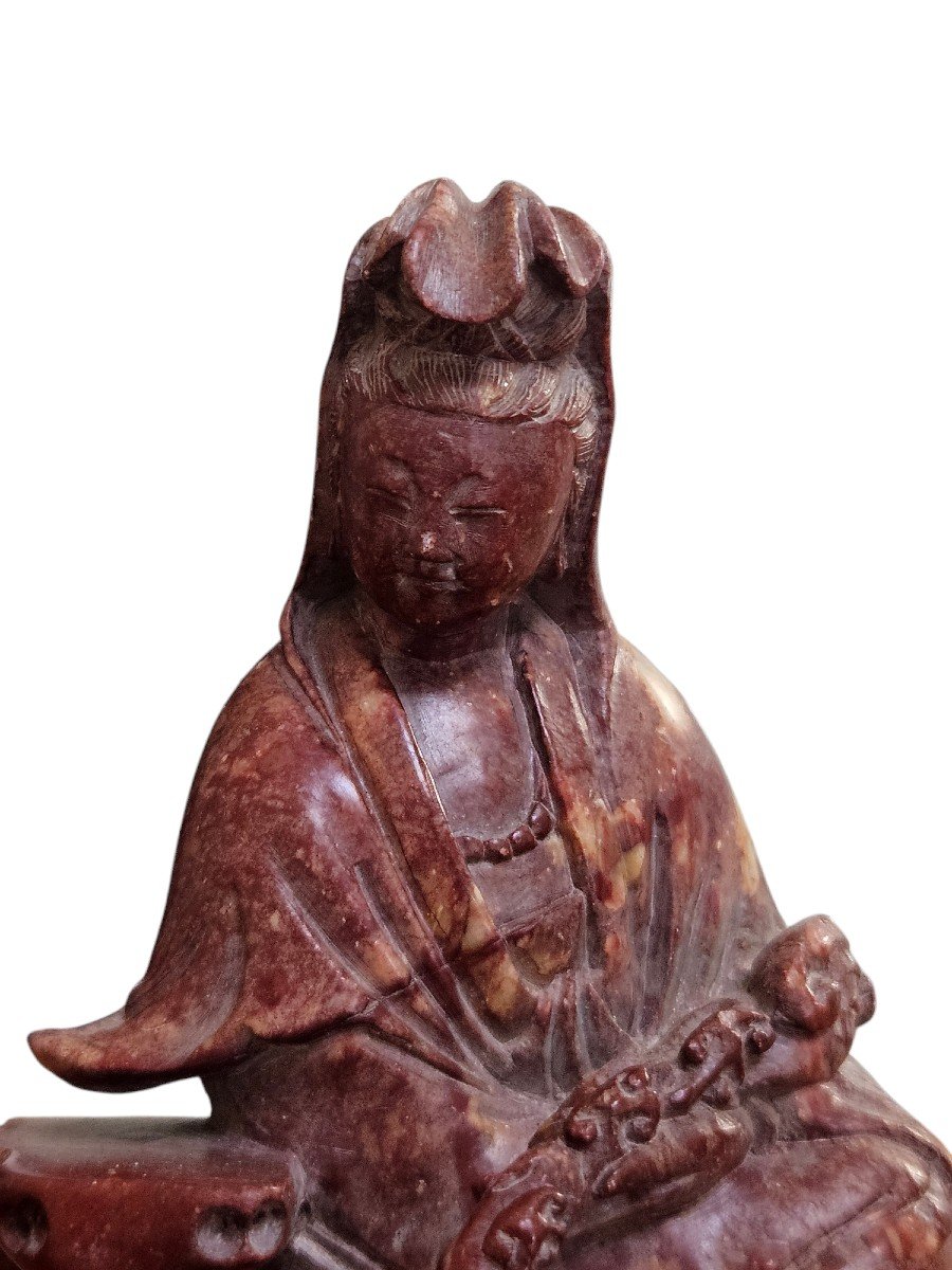 Guanyin "cintâmanichakra" In Stone China, End Of The Qing Dynasty Around 1900-photo-2